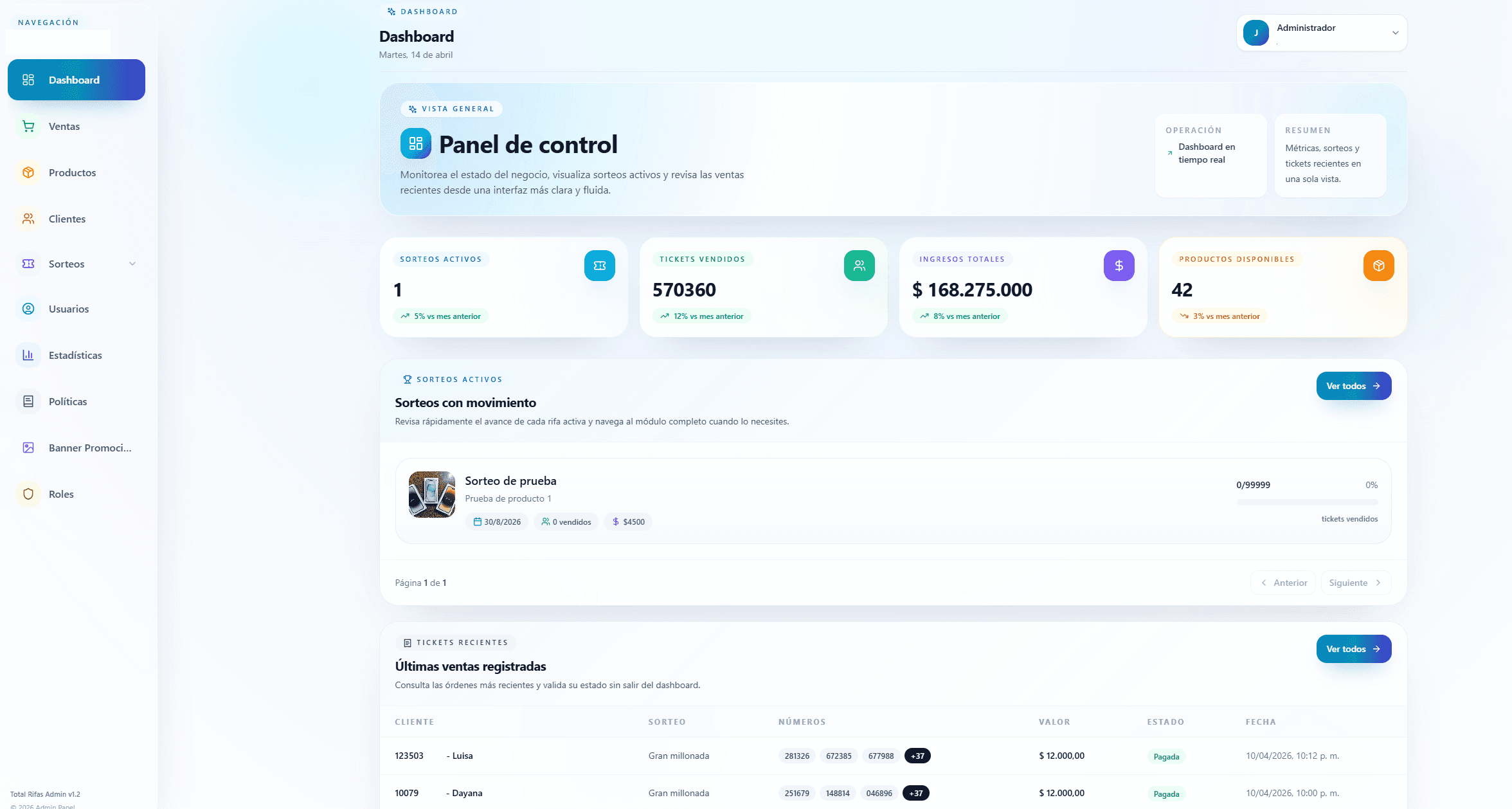 Totalrifas — panel administrativo